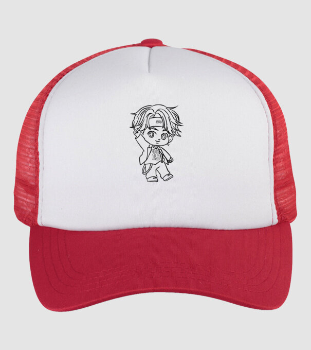 BTS CHIBI minta fehér/piros pólón