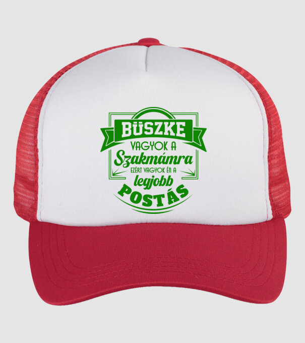 Büszke vagyok a szakmámra Postás minta fehér/piros pólón