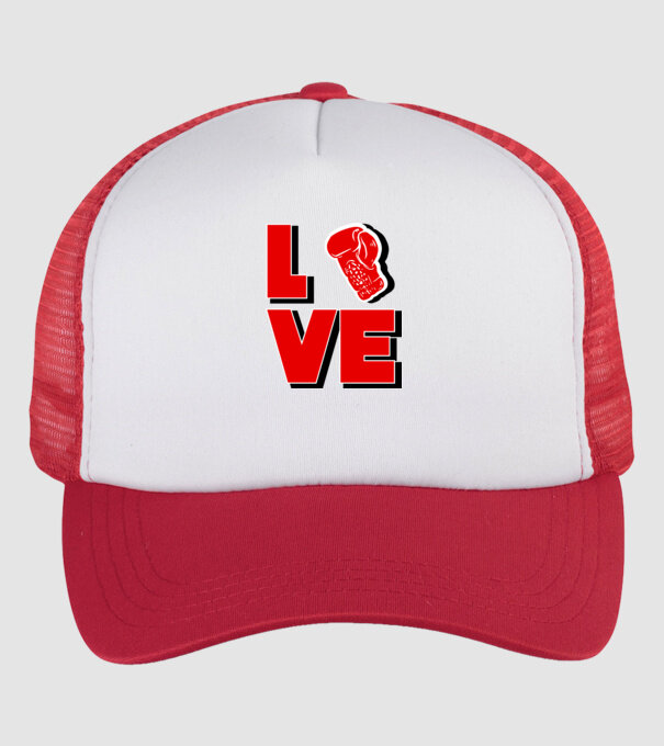 LOVE BOX minta fehér/piros pólón