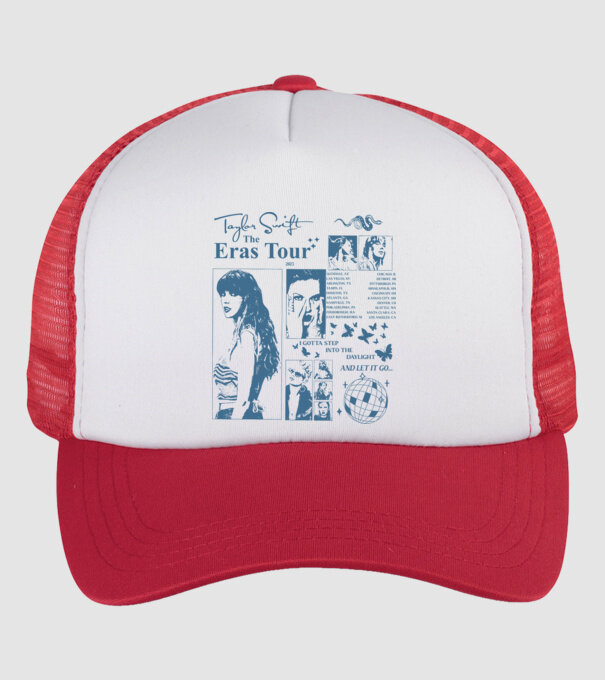 Taylor Swift ERAS print blue minta fehér/piros pólón
