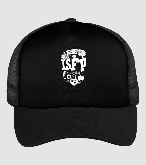 16 Személyiségtipus COMIC ISFP A KALANDVÁGYÓ minta fekete pólón