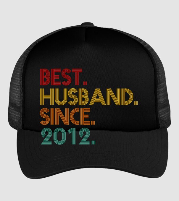best husband since 2012 retro minta fekete pólón