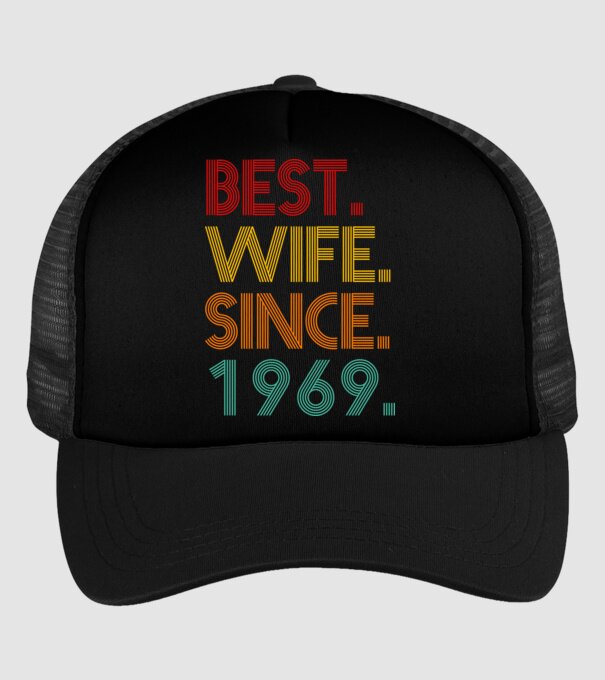 best wife since 1969 retro minta fekete pólón