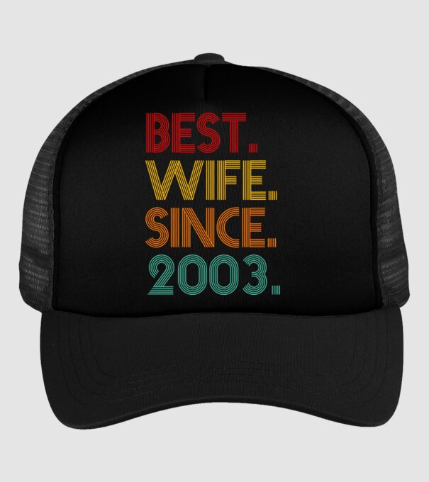 best wife since 2003 retro minta fekete pólón