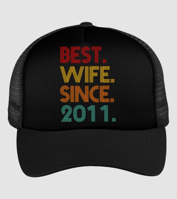 best wife since 2011 retro minta fekete pólón
