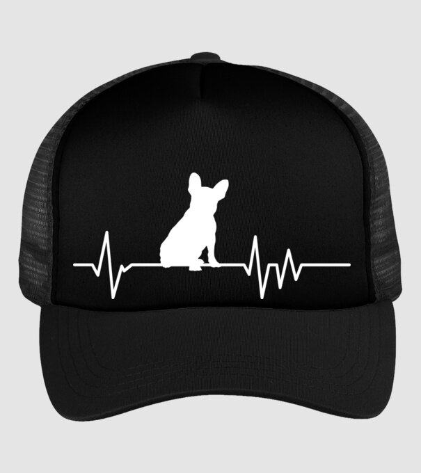 Heartbeat sziluett Francia Bulldog minta fekete pólón