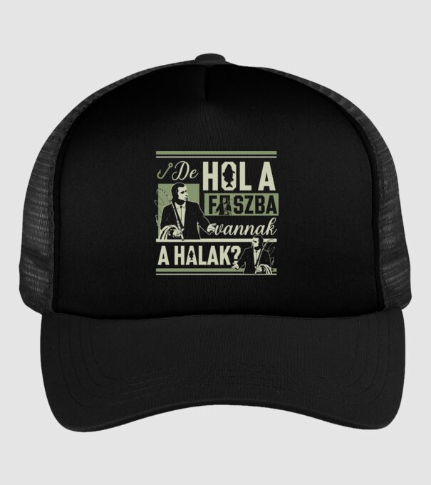 Hol a fszba vannak a halak minta fekete pólón