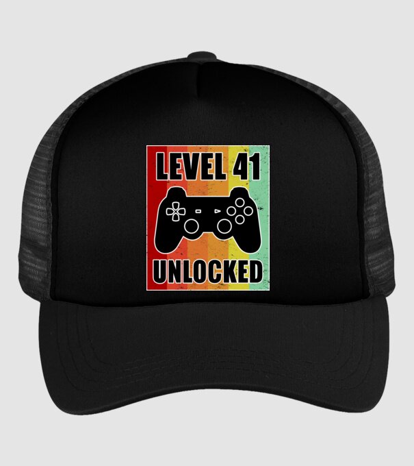 level 41 unlocked retro gamer minta fekete pólón