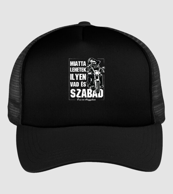 Motoros Miatta lehetek vad és szabad férfinak minta fekete pólón