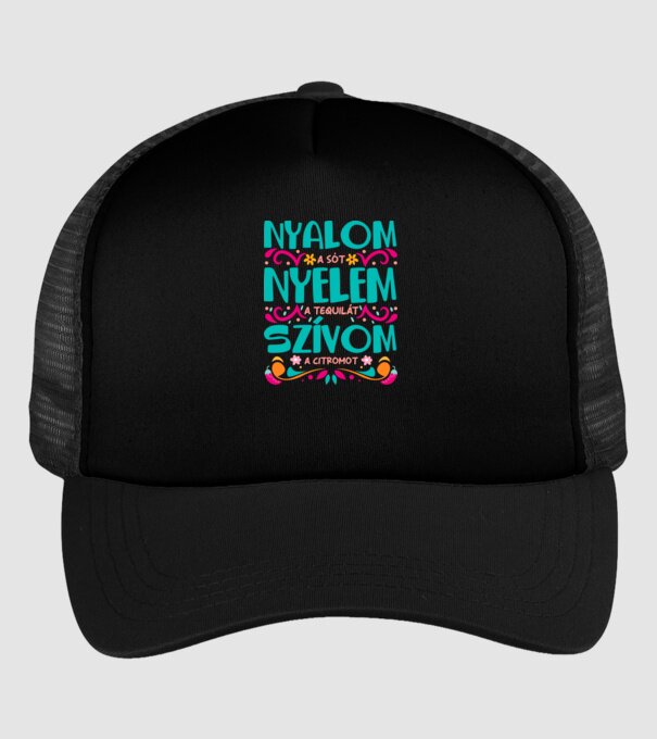 Nyelem nyalom tequila minta fekete pólón