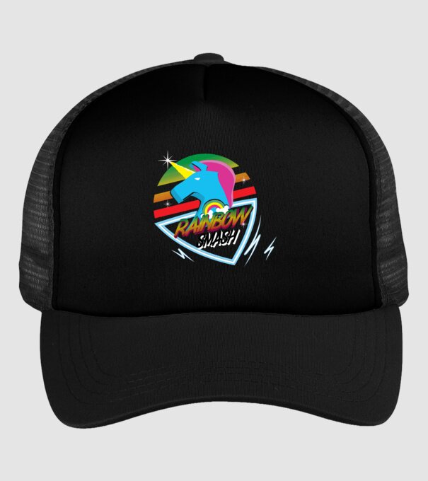 Rainbow smash minta fekete pólón
