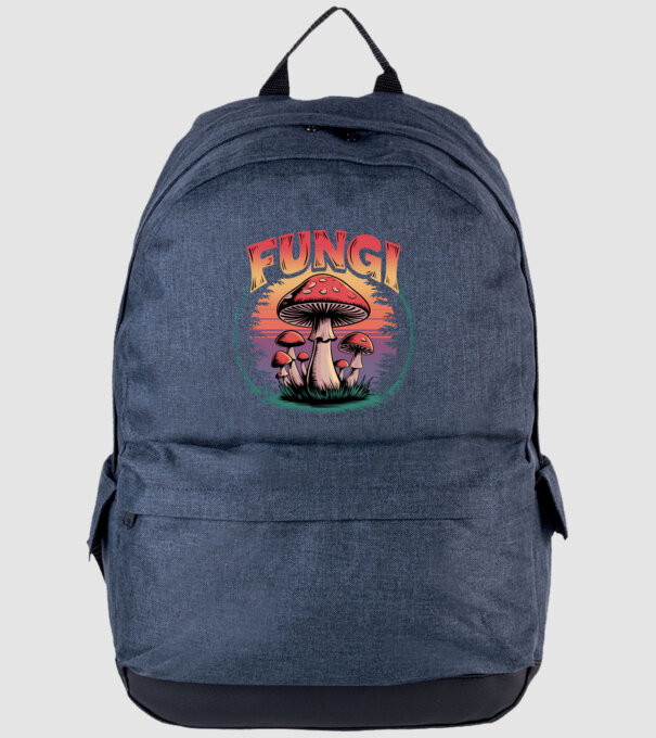 Fungi retro minta farmerkék pólón