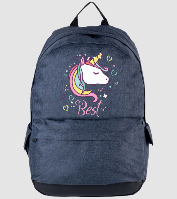 Unicorn Best minta farmerkék pólón