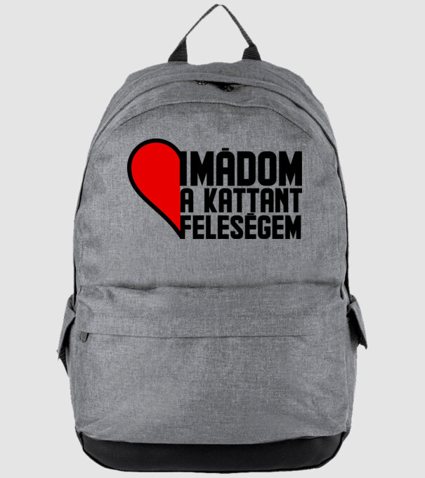 Imádom a kattant feleségem minta szürke pólón