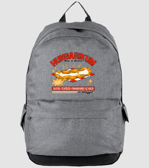 Lángos Hungarikum minta szürke pólón