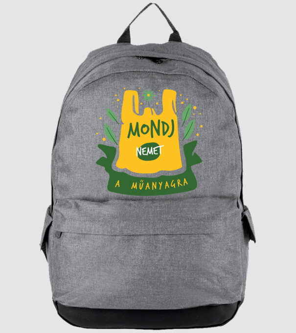 mondj nemet a műanyagra minta szürke pólón
