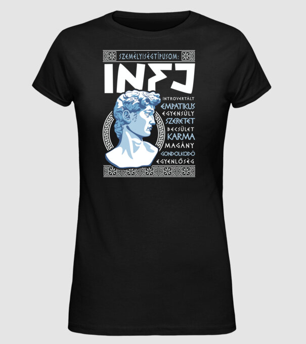 16 Személyiségtipus GREEK STYLE INFJ A VÉDŐÜGYVÉD minta fekete pólón