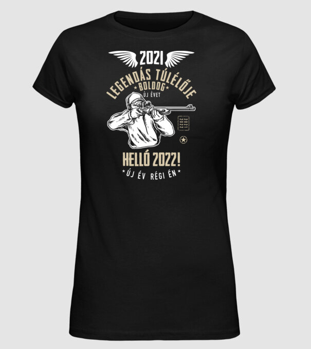 2021 túlélő minta fekete pólón