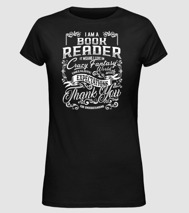 Book reader minta fekete pólón