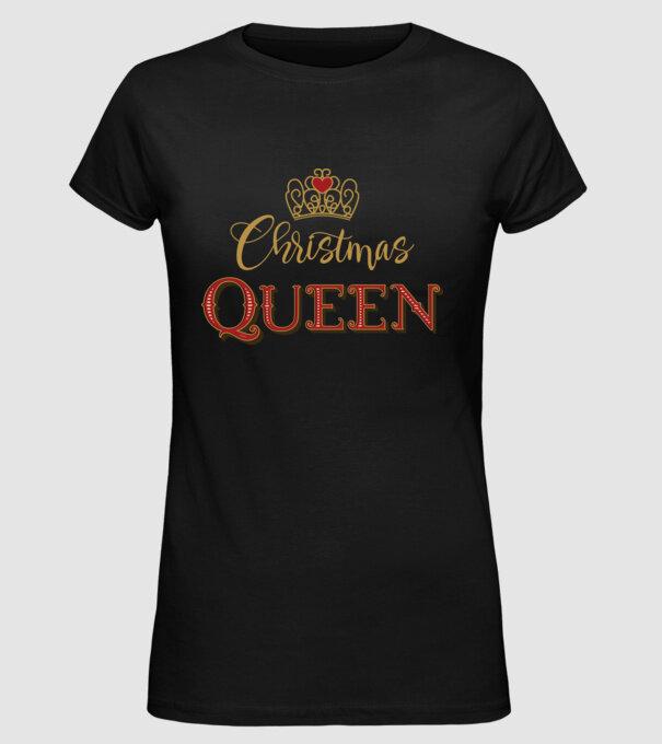 Christmas Queen minta fekete pólón