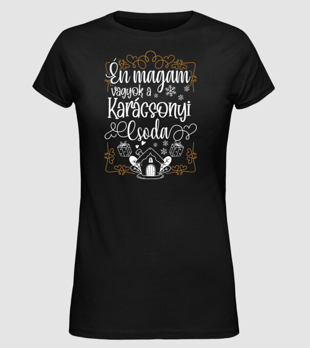Karácsonyi csoda minta fekete pólón