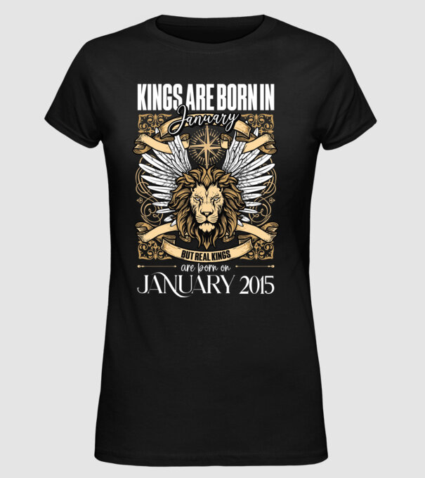 KINGS ARE BORN 2015 - JANUÁR minta fekete pólón