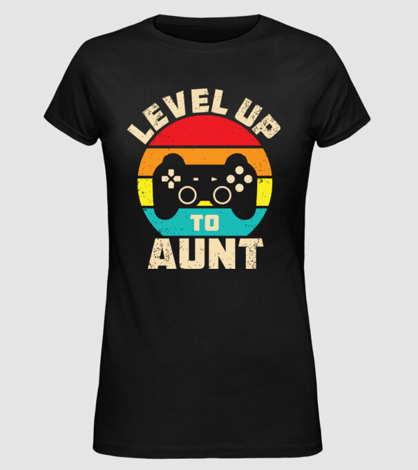 Level Up Aunt minta fekete pólón