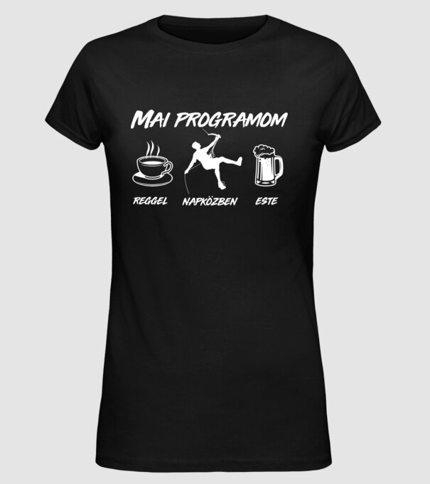 Mai napi program mászás minta fekete pólón