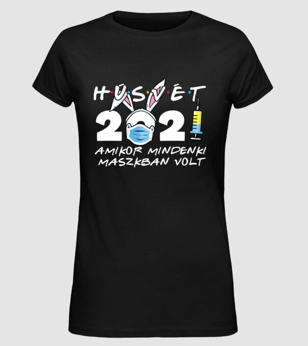 Maszkos húsvét minta fekete pólón