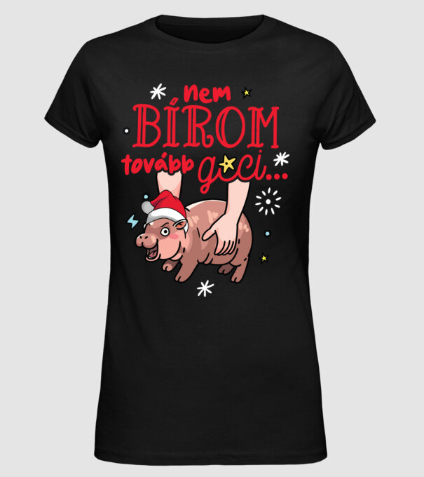 Nem bírom tovább gci Moo-Deng sötétre Karácsony minta fekete pólón
