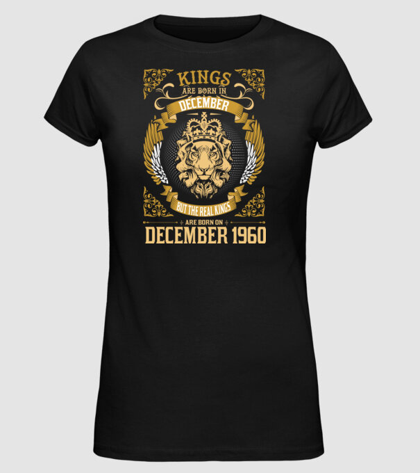 Oroszlános szülinapos 1960 DECEMBER minta fekete pólón