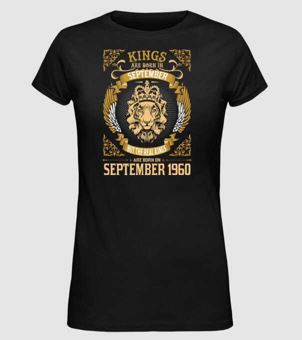 Oroszlános szülinapos 1960 SZEPTEMBER minta fekete pólón