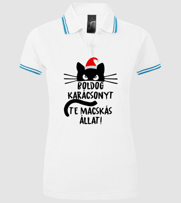 Boldog karácsonyt te macskás állat minta fehér pólón