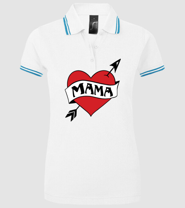 Mama retro szív minta fehér pólón