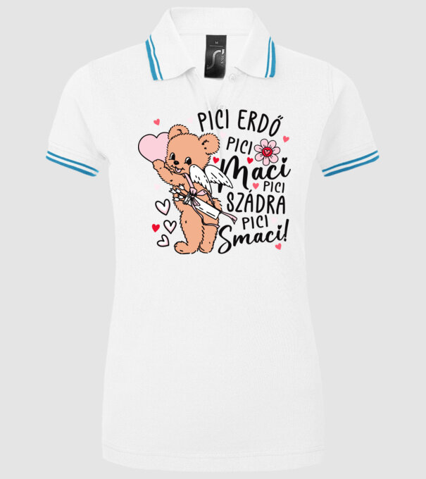 Pici erdő pici maci páros minta fehér pólón