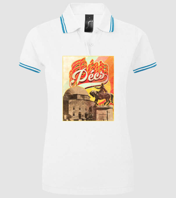 Retro Pécs minta fehér pólón