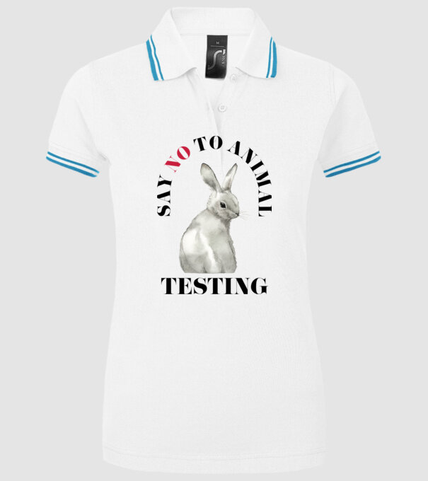 Say NO to animal testing minta fehér pólón