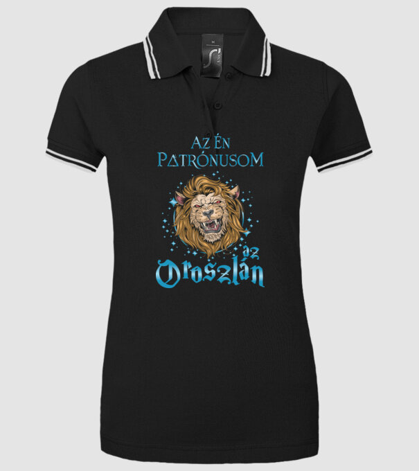 Az én patrónusom OROSZLÁN minta fekete pólón