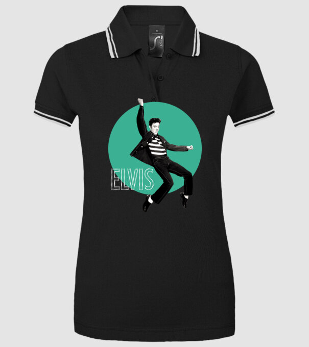 Elvis Jailhouse rock - kék minta fekete pólón