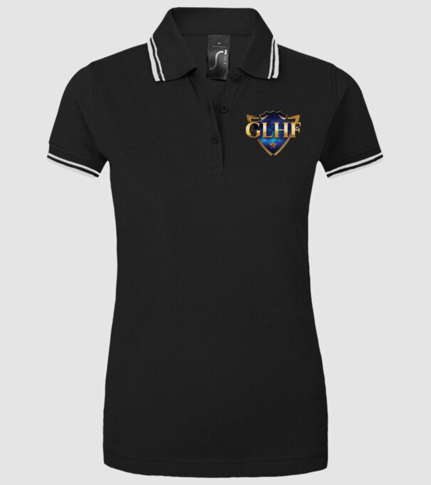 GLHF címer minta fekete pólón