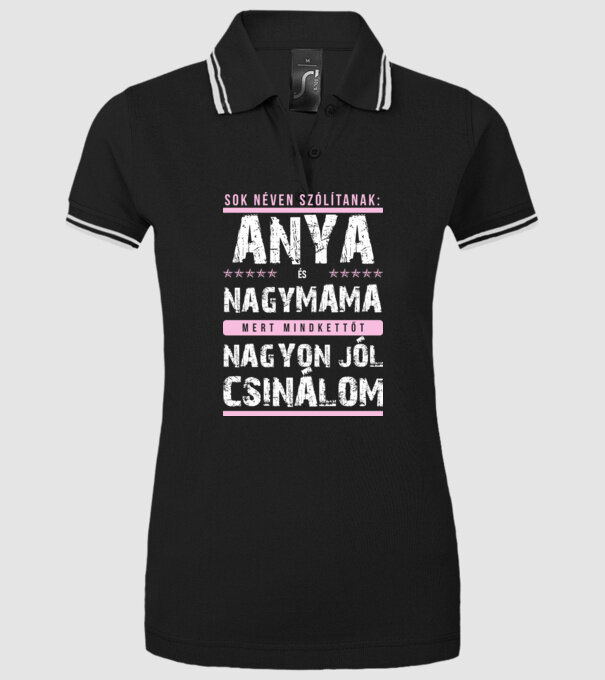 Jó anya, jó nagymama minta fekete pólón