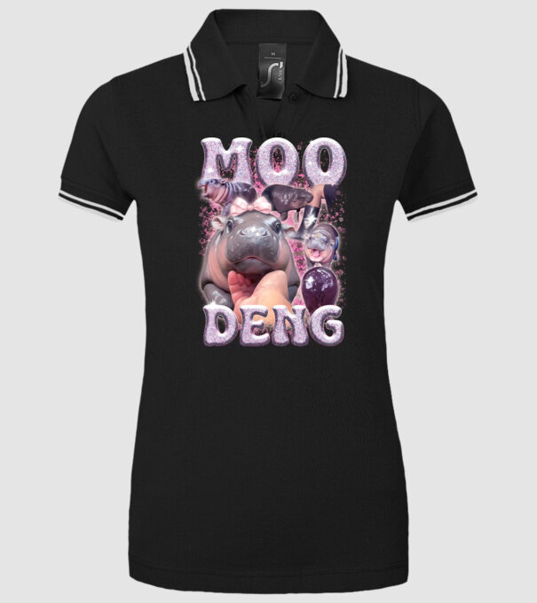 MOO DENG baby hippo minta fekete pólón