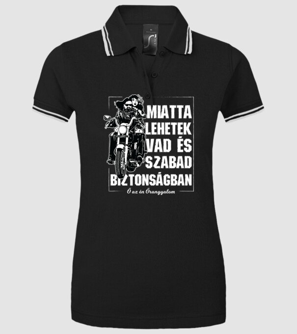 Motoros Miatta lehetek vad és szabad nőnek minta fekete pólón