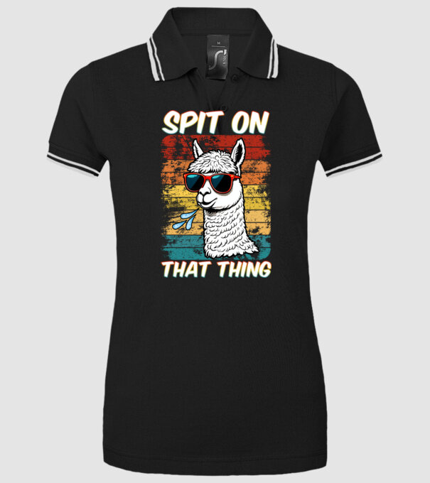 Spit on that thing láma szivárványos minta fekete pólón