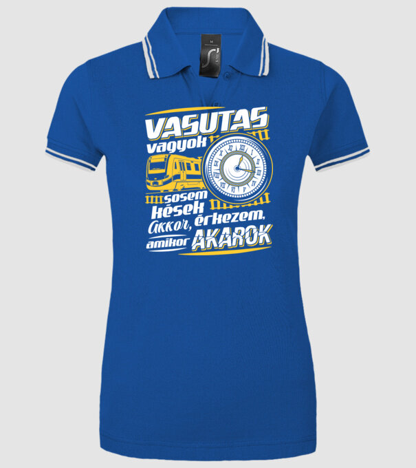 Vasutas vagyok sosem kések minta királykék pólón