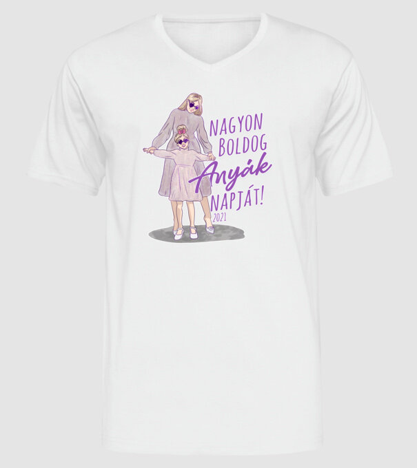 Anyák napja minta fehér pólón
