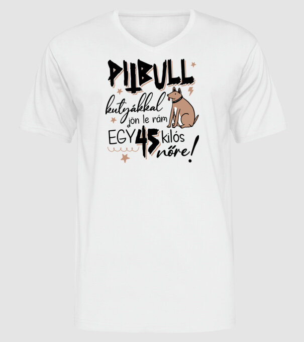 Pitbull kutyákkal jön le rám minta fehér pólón