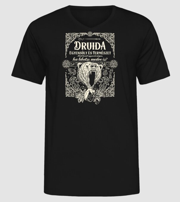 Dungeons and Dragons Druida minta fekete pólón