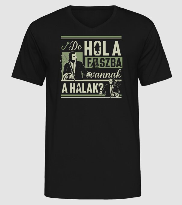 Hol a fszba vannak a halak minta fekete pólón