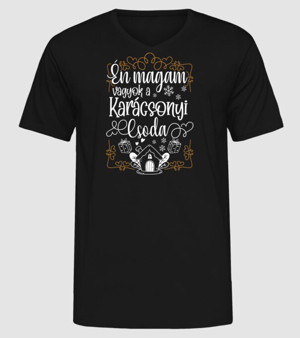 Karácsonyi csoda minta fekete pólón